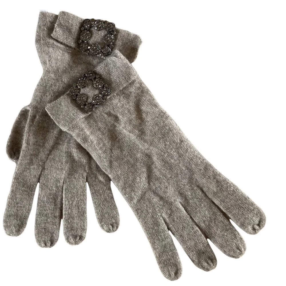 Max&Moi Paris Jeweled Wool Cashmere Blend Gloves NWT
